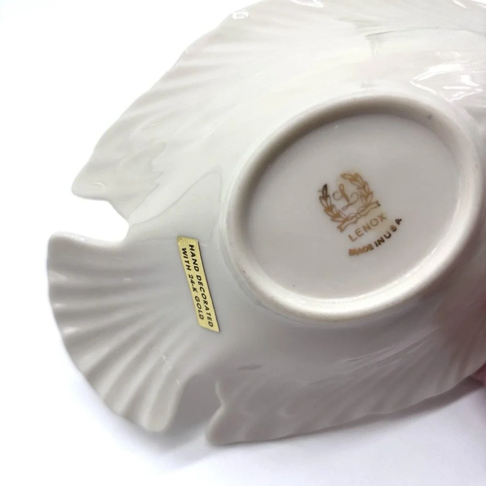 Vintage LENOX China Dove‎ Dish Ivory Bowl Creme 24k Gold Trim New
